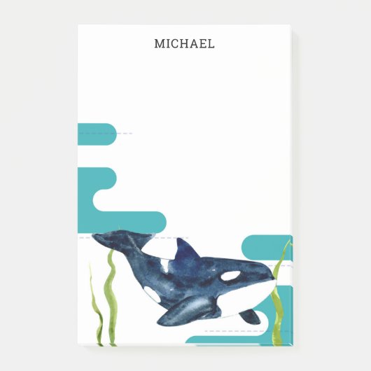 Marine Waterverf Orka Gepersonaliseerde naam Post-it® Notes (Voorkant)