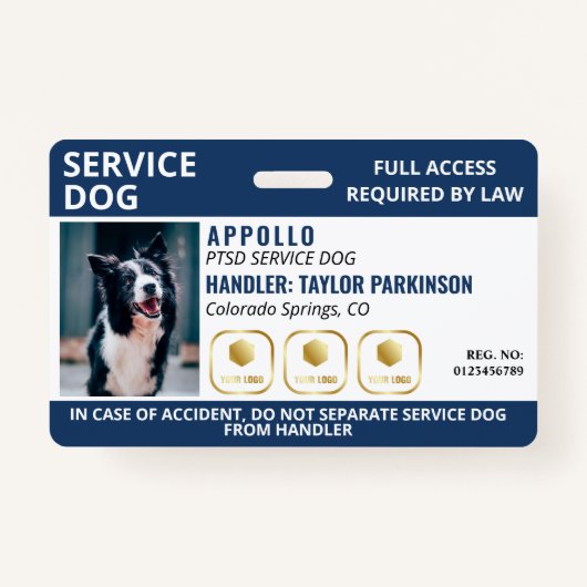 Marine White Service Chien 3 Logo & Photo ID Badge (Devant)
