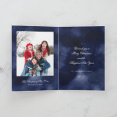 Marine White Snowflake Noël Carte photo de Noël (Intérieur)