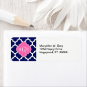 Marine Wht Moroccan #5 Hot Pink2 3 Initiële Monogr Etiket (Insitu)