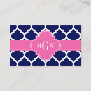 Marine Wht Moroccan #5 Hot Pink2 3 Initiële Monogr Visitekaartje
