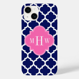 Marine Wht Moroccan #5 Hot Pink 3 Initieel Monogra Case-Mate iPhone 14 Hoesje