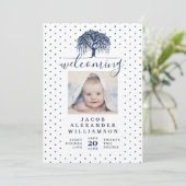 Marine Willow Family Tree Baby Faire-part de naiss (Debout devant)