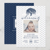 Marine Willow Family Tree Baby Faire-part de naiss (Devant / Derrière)