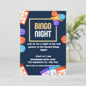 Marine wit Bingo Night Feest Uitnodiging (Staand voorkant)