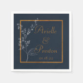 Marine, Wit en Goud Minimalistische Papieren serve Servet (Voorkant)