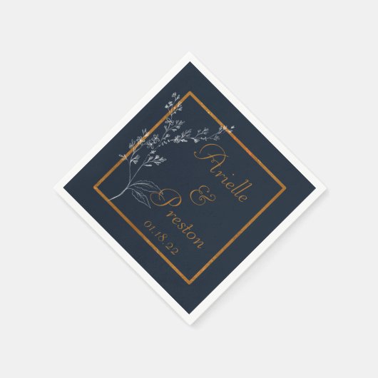 Marine, Wit en Goud Minimalistische Papieren serve Servet (Hoek)