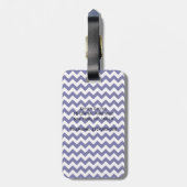 Marine Witte Chevron Witte Quatrefoil Monogram Bagagelabel (Achterkant verticaal)