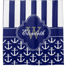 Marine Witte LG Anker Streep 1ICBR Monogram Douchegordijn