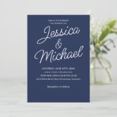 Marine Witte Script Moderne Stijl Uitnodiging (Staand voorkant)