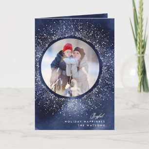 Marine Witte Sneeuwvlok Kerstvakantie Fotokaart Feestdagen Kaart