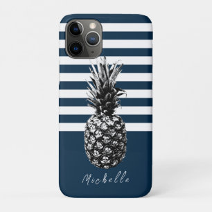 Marine & Witte Streep Ananas   Aangepast iPhone 11 Pro Hoesje