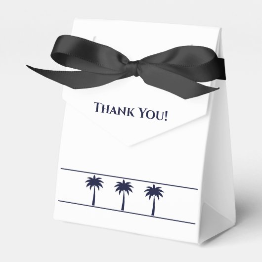 Marine Witte Tropische Palmboom Kustbruiloft Bedankdoosjes (Voorkant Zijde)