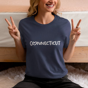 Marine Witte Whimsical Hart Typografie Connecticut Tri-Blend Shirt