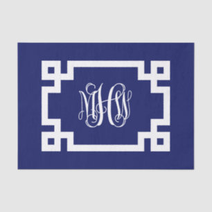 Marine Witte Wing Schrift Monogram Griekse Sleutel Tissuepapier