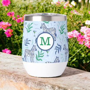 Marine Zebra Martinis Blue Monogram Preppy