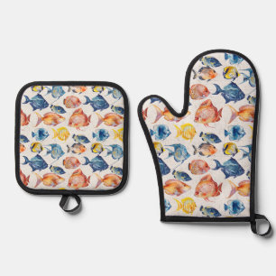 Marine Zee Vis Oceaan Strandhuis Ovenwant & Pannenlap Set