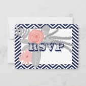 Marine Zig Zag Typographie Mariage RSVP (Dos)