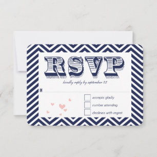 Marine Zig Zag Typographie Mariage RSVP