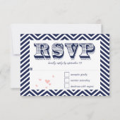 Marine Zig Zag Typographie Mariage RSVP (Devant)