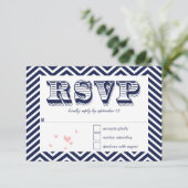 Marine Zig Zag Typographie Mariage RSVP (Debout devant)