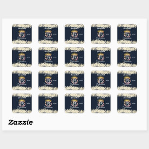 Marine Zilver Elegante Quinceanera Viering Vierkante Sticker