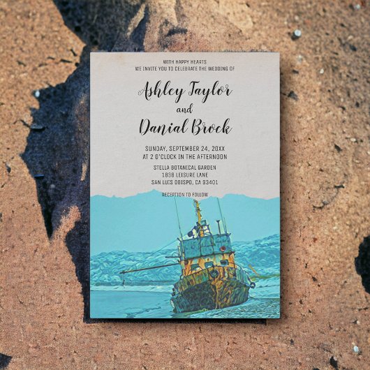  marinebestemming voor zeilschepen bruiloft kaart