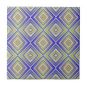 Marineblauw Alternatief Diamantpatroon Tegeltje (Voorkant)
