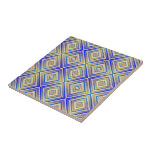 Marineblauw Alternatief Diamantpatroon Tegeltje
