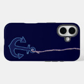 marineblauw anker Case-Mate iPhone case (Achterkant (horizontaal))