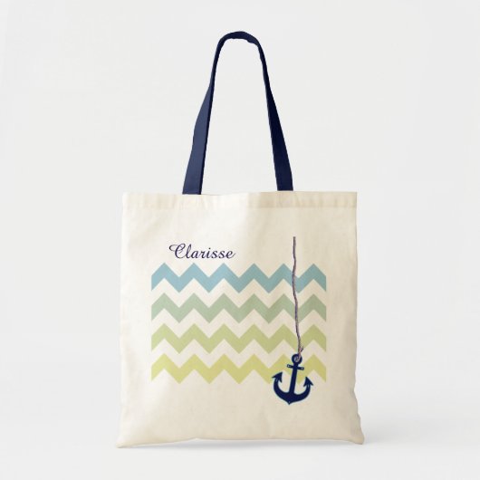 marineblauw anker gepersonaliseerd tote bag (Voorkant)