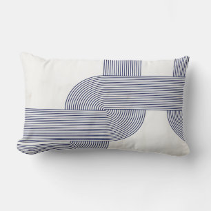 Marineblauw Bauhaus-ontwerp op Crème Kussen
