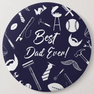 Marineblauw Beste papa ooit Ronde Button 6,0 Cm