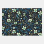  marineblauw, Blauwgroen bloei elegante decoupage Inpakpapier Vel (Voorkant)