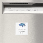 marineblauw bloem sparen de datum Magnet uitnodigi Magneet (Insitu (Vaatwasser))