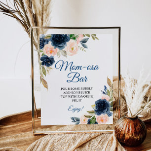 Marineblauw & Blush Bloemstuk Bad Moederdag Bar Bo Poster