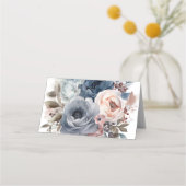 Marineblauw Blush Roze Bloemen Bruiloft Tafel Numm (Achterkant)