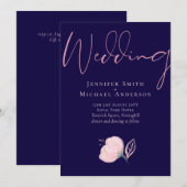 Marineblauw Blush Roze Gouden Trouwbudget (Voorkant / Achterkant)