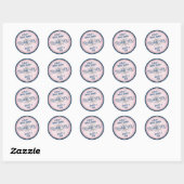 marineblauw, blush roze kompas bruiloft ronde sticker (Vel)