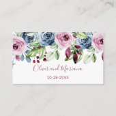 Marineblauw Bourgogne Bloemenbruiloft Website Informatiekaartje (Achterkant)