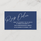 Marineblauw Bruiloft RSVP Online Elegant Handschri Informatiekaartje (Voorkant)