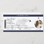Marineblauw Bruiloft uitnodiging Boarding pass tic (Voorkant)