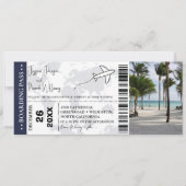 Marineblauw Bruiloft uitnodiging Boarding pass tic (Voorkant)