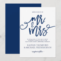 Marineblauw bruiloft uitnodigingen-rustieke borste