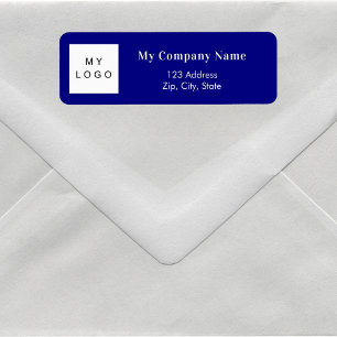 Marineblauw business logo retouradres etiket