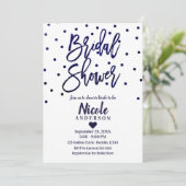 Marineblauw Chic Moderne Script Bruidsdouche Kaart (Staand voorkant)