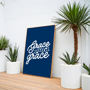Marineblauw Christelijke Genade op genade  Poster