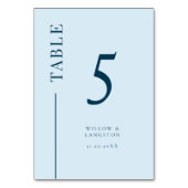 Marineblauw Clean Line Trouwtafel Nummer Kaart (Achterkant)