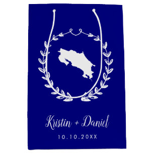 Marineblauw Costa Rica Kaart Bruiloft Welkom Swag Medium Cadeauzakje