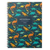 Marineblauw | Cute Colorful Dinosaur Pattern Perso Notitieboek (Voorkant)